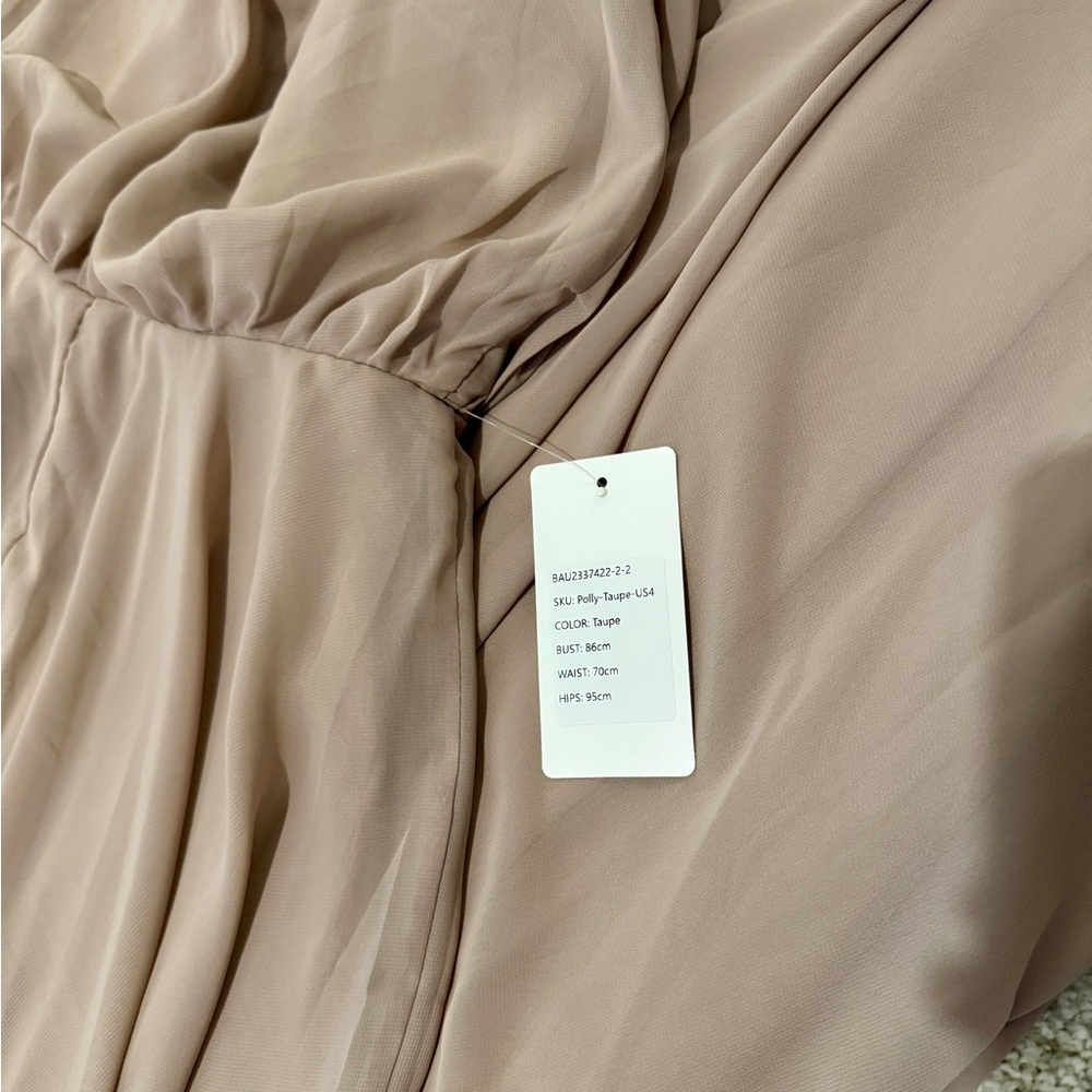 Elegant Taupe Evening Gown